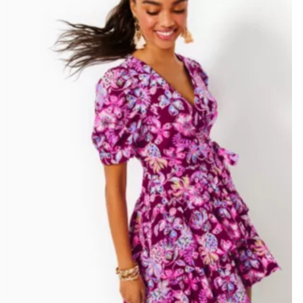 NWOT Lilly Pulitzer Floral Purple Wrap Dress